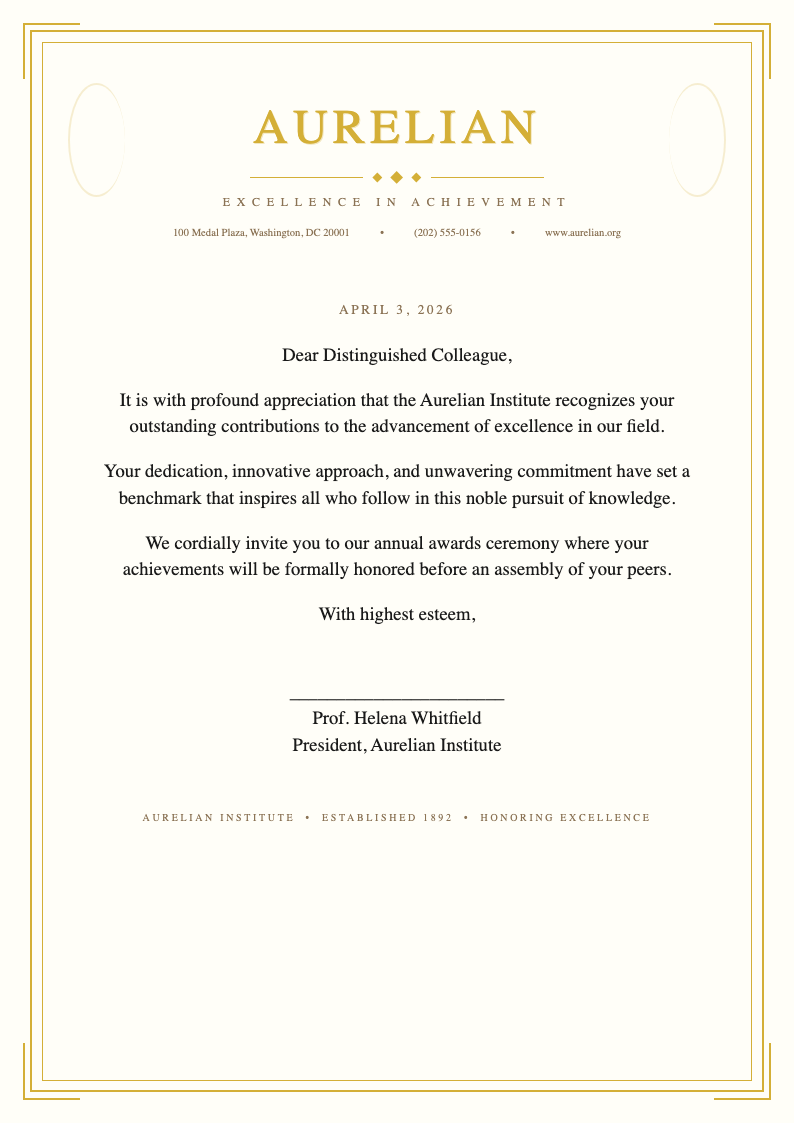 Certificate award decorative letterhead